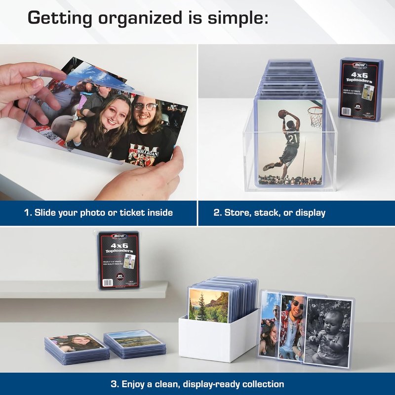 4x6 Photo & Postcard Topload Holders - Blue-Tinted Rigid Plastic Protectors | 25 Pack for Photos & Prints