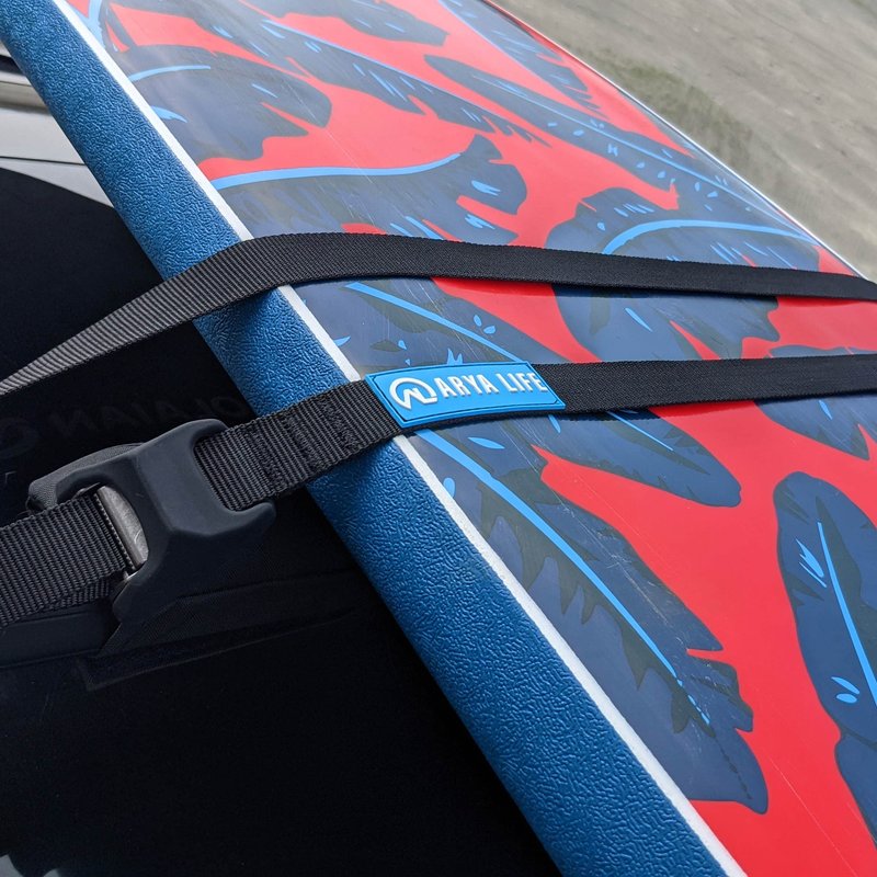 Arya Life 10 Feet 'No Scratch' Silicone Buckle Rack Strap Tie Down Cam Straps for Surfboard SUP Paddleboard Kayak Snowboard and Canoes (Set of 2), Black