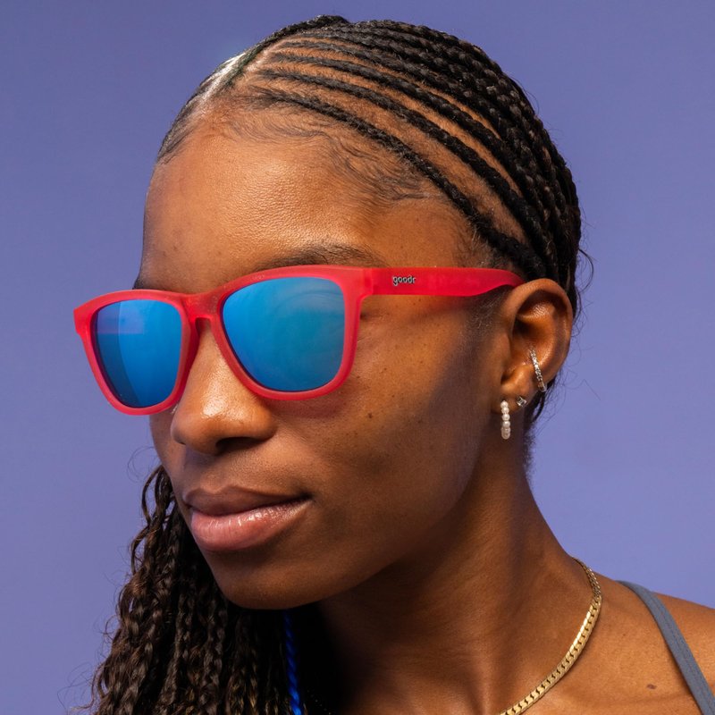 goodr Flamingos on a Booze Cruise Polarized Sunglasses, Medium Sized (OG), Pink Translucent Frames with Teal Mirored Reflective Lens, UV400 Protection, No Slip, No Bounce