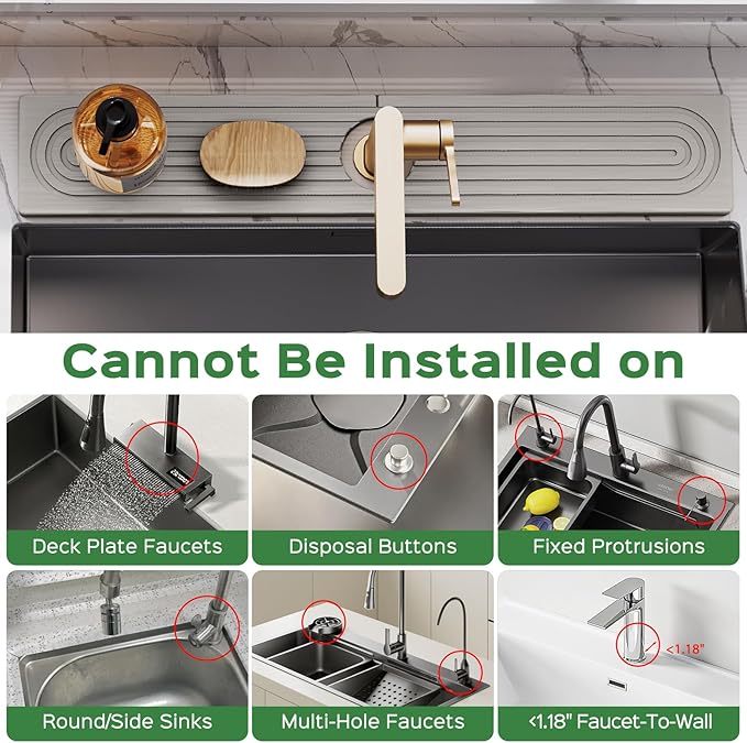 23.6 Inch Stone Faucet Mat for Kitchen Sink Splash Guard