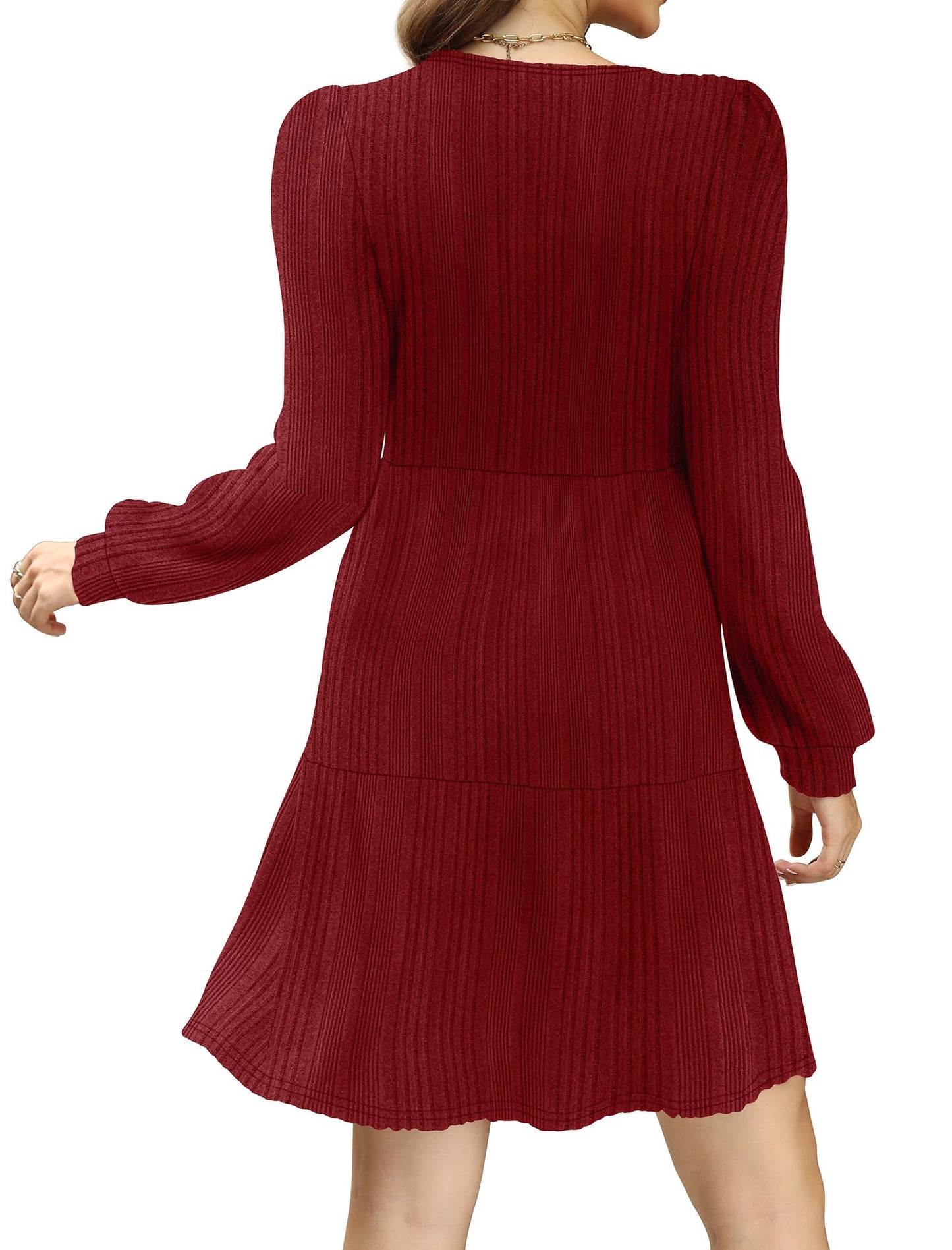 Christmas Dresses for Women Long Sleeve Flowy Winter Dress 2025 Red M