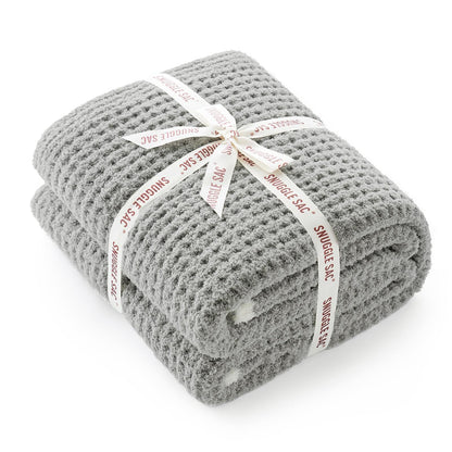 Snuggle Sac Ultra Soft Waffle Throw Blanket for Couch Bed Sofa 50x60 inches, Reversible Grey Blanket Microfiber Fluffy Fuzzy Cozy Knit Throws for Women Mothers Birthday Gifts