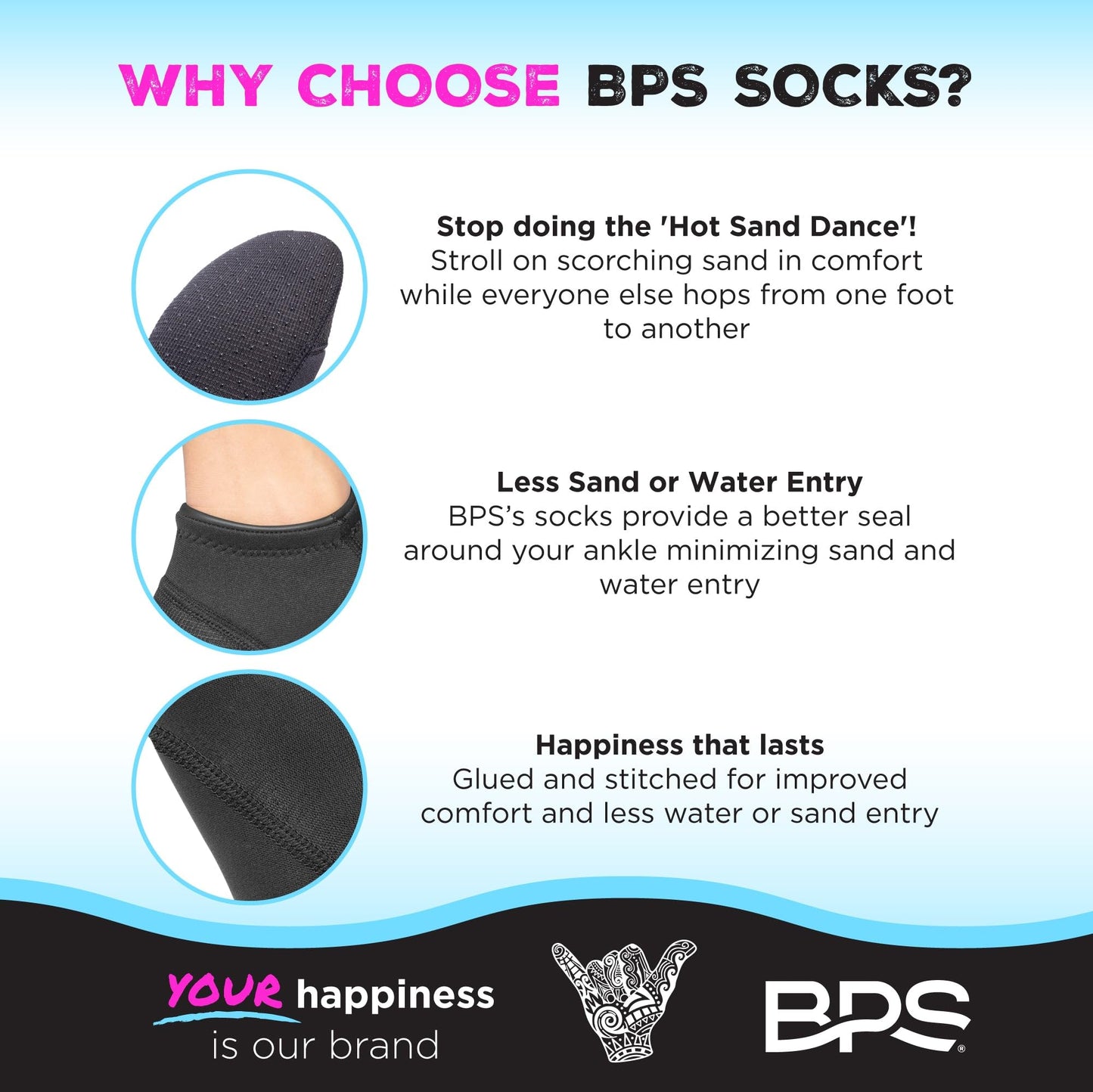 BPS Storm Neoprene Socks (Black/Lilac Logo V2, XS)