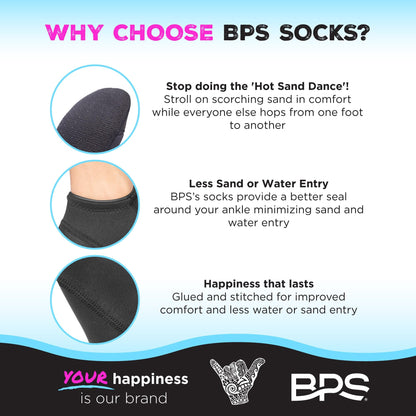 BPS Storm Neoprene Socks (Black/Lilac Logo V2, XS)