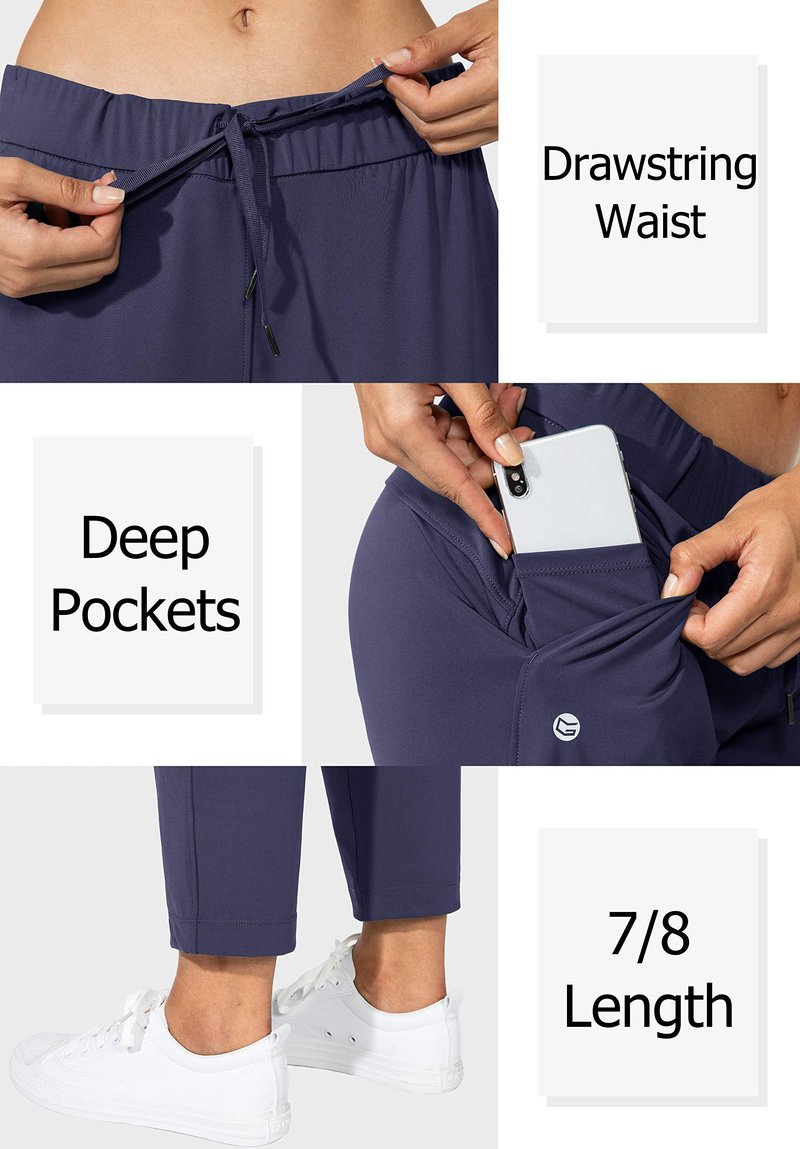 G Gradual Women's Pants with Deep Pockets 7/8 Stretch Sweatpants for Women Athletic, Golf, Lounge, Work (Navy, 3X-Large)