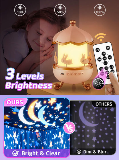 Unicorn Night Light for Kids, with 15 Films & 10 White Noises, Rechargeable 1200mAh Toddler Night Light with 360° Rotation, Remote Control Unicorn Gifts for Girls, Toys for 1 Year Old Girls