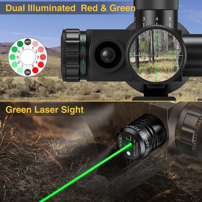 CVLIFE 2.5-10x40 Dual Illuminated Mil-dot Scope with Green Laser, Free 20mm Mount