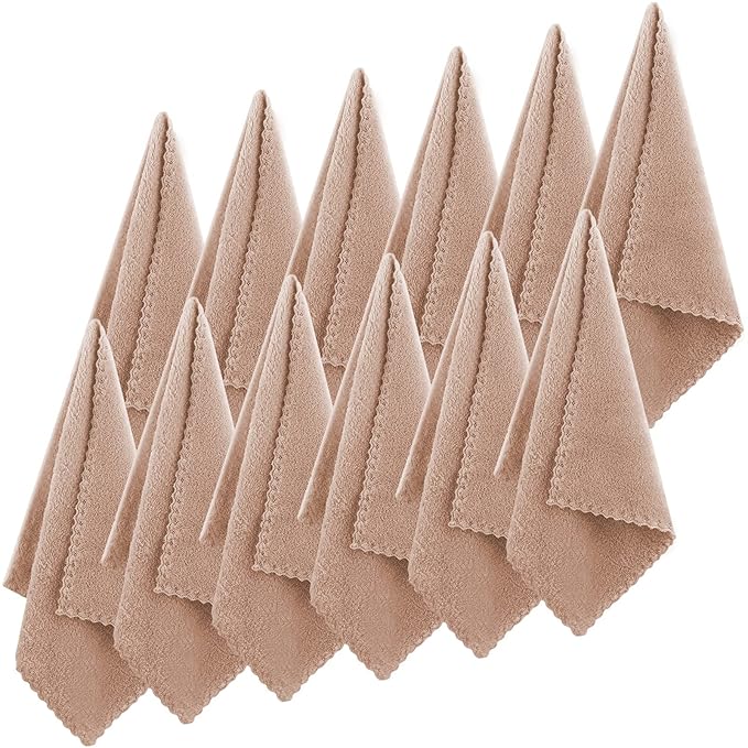 Syhood 12 Pieces Face Wash Cloth 12 x 12 in Makeup Remover Cloths Towel Coral