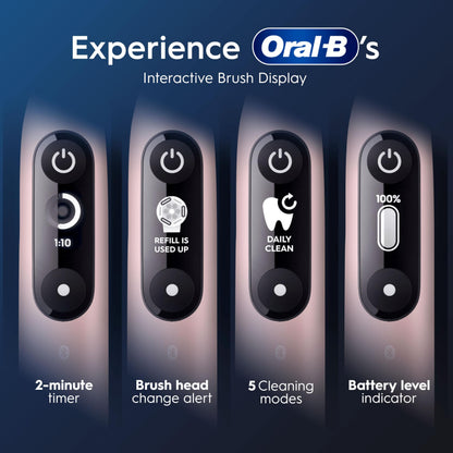 Oral-B iO6 Electric Toothbrushes For Adults, 1 Toothbrush Head & Travel Case, 5 Modes with Ultra-Sensitive, Sensitive Edition, UK 2 Pin Plug, Pink Sand (Packaging may Vary)