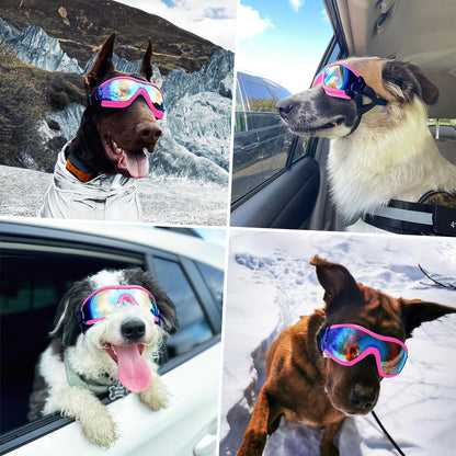 NAMSAN Sunglasses for Dogs Adjustable Dog Glasses Waterproof Windproof Dog Motorcycle Goggles Safety Glasses Pink