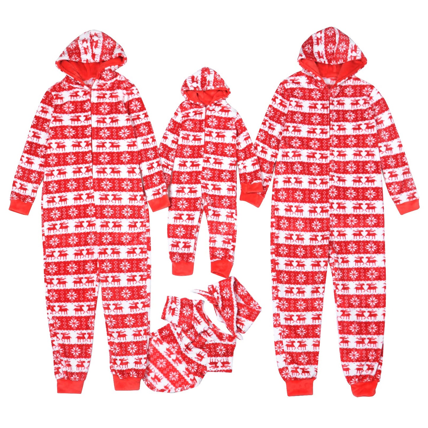 PopReal Christmas Pajamas for Family Onesies Plus Size and Dog, Matching PJs Hoodie Sleeper Snowflake Plush Cozy Warm