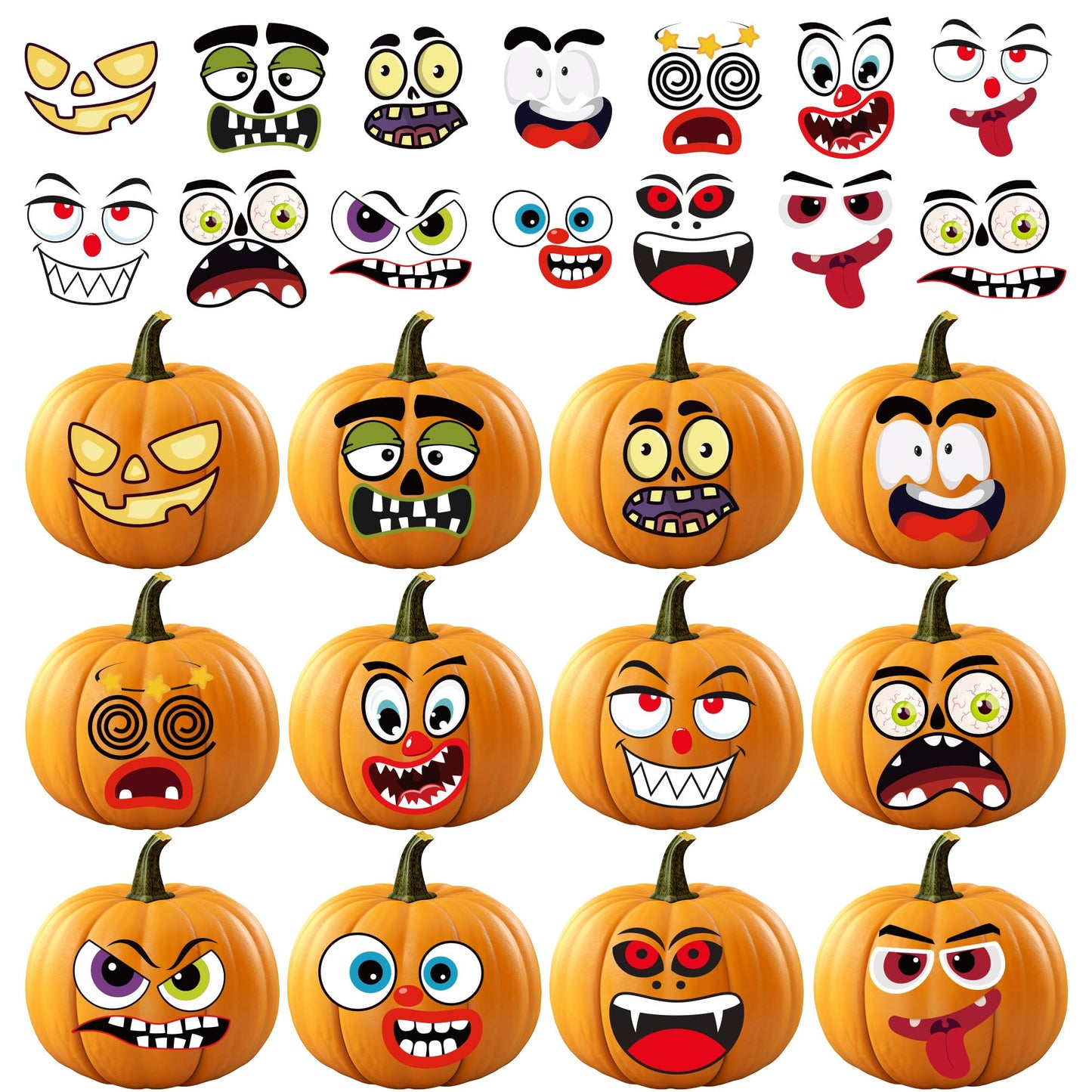 OHOME Halloween Party Favors - 36 Pack DIY Pumpkin Face Stickers for Kids - Halloween Games Toys Gifts Crafts Treats Accessories - Trick-or-Treat Pumpkin Decorations Activities Party Supplies