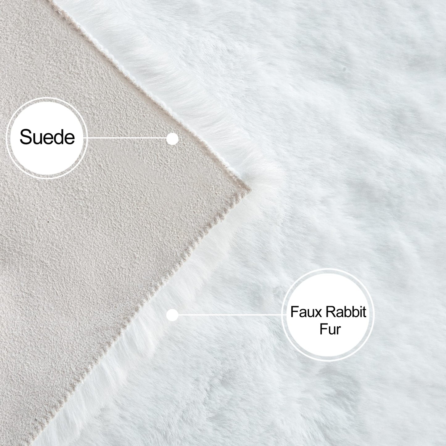ORINOVA White Faux Rabbit Fluffy Fur Area Rugs for Bedroom Living Room Machine Washable Shag Rug 4x6 Nursery Rug Teen Room Decor