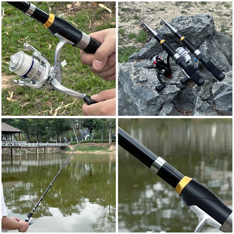 2PCS Telescopic Fishing Rod Reel Combo 6.89FT Collapsible Spinning Pole Kit Compact Fishing Lures Tackle Box Accessories Lightweight Travel Fishing Tool Set for Fishermen Gift
