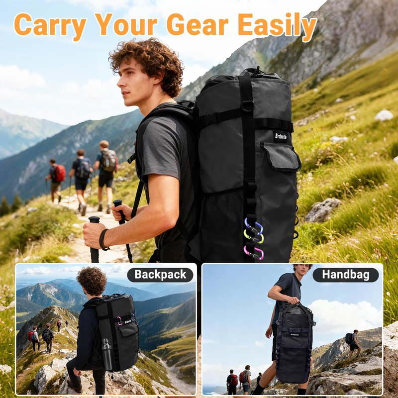 Brobantle Climbing Rope Bag,Large Capacity Arborist Rope Storage Bag,Waterproof Oxford Tree Rock Climbing Rope Backpack,Outdoor Climbing Gear Storage Bag with Hand Straps