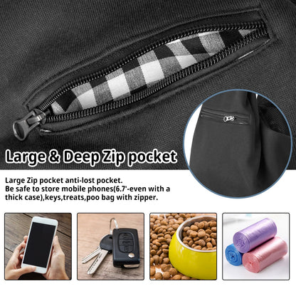 CUBY Dog and Cat Sling Carrier - Small Dog Carrier Sling with Adjust Strap & Zip Pocket, Hands Free Soft Dog Slings for Small Dogs Cats Puppy Pets Outdoor Travel Safety Purse Bag (Black)
