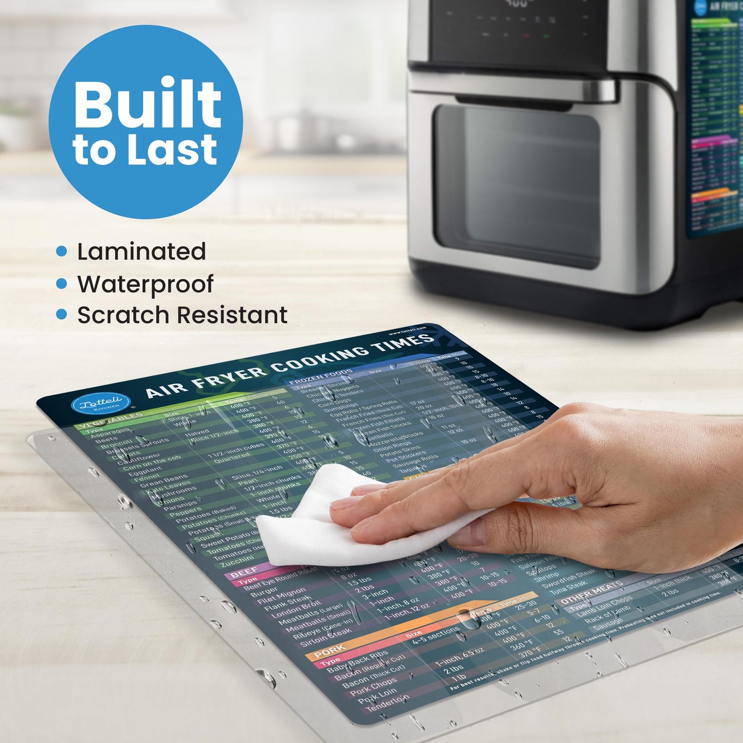 Air Fryer Magnetic Cheat Sheet Set - Air Fryer Accessories Cookbook - As Seen on the Today Show an Easy to Use AirFryer Time Chart Set - Strong Magnet Quick Reference Cooking Guide for Frying (Black)