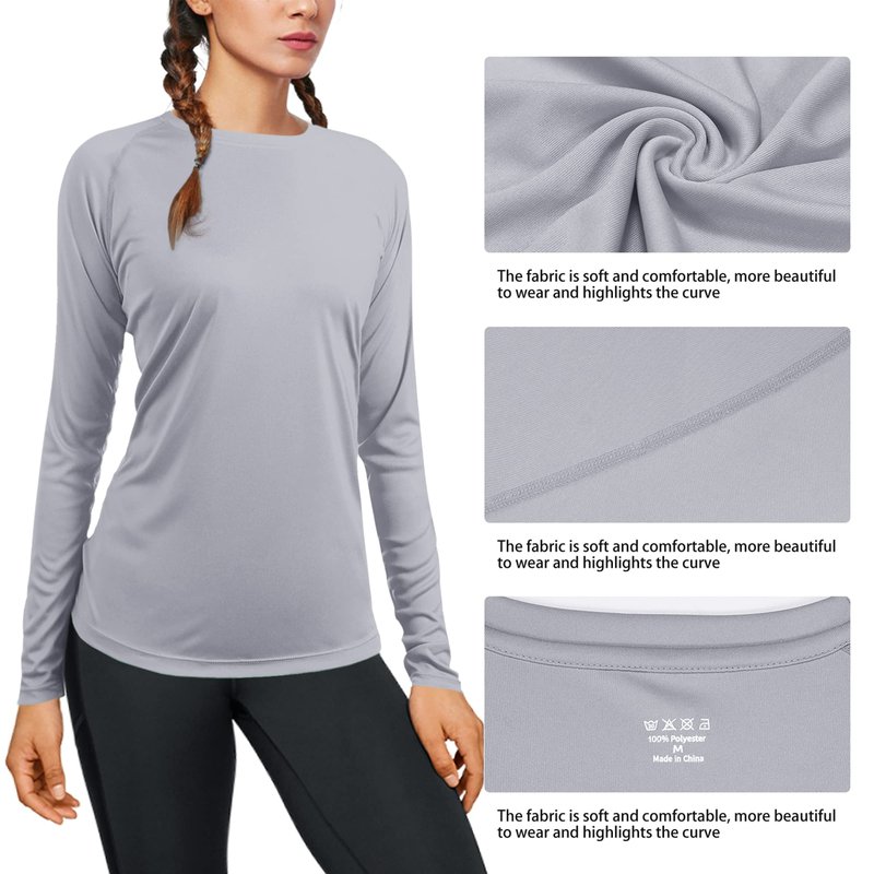 isnowood Swim Shirts for Women, UPF 50+ UV Sun Protection Long Sleeve Shirt, Lightweight Quick Dry Workout Hiking Running Rash Guard Top