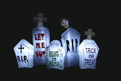 7 Foot Long Halloween Inflatable Tombstones Pathway Scene Haunted House Prop Grim Reaper LED Lights Decor Outdoor Indoor Holiday Decorations, Blow up Lighted Yard Decor, Lawn Inflatables Home Family