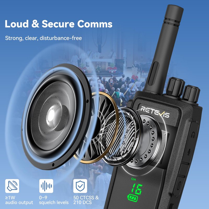 Retevis RT21H Walkie Talkies with Earpiece and Mic Set, 2 Way Radios Long Range, Hidden Display, Portable FRS Two-Way Radios for Oudtoor Hunting(2 Pack)