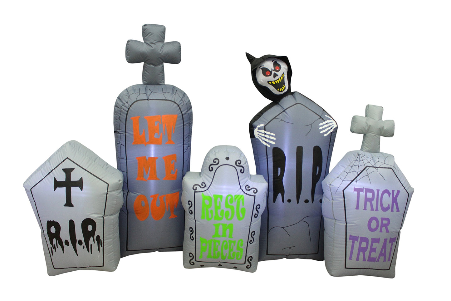 7 Foot Long Halloween Inflatable Tombstones Pathway Scene Haunted House Prop Grim Reaper LED Lights Decor Outdoor Indoor Holiday Decorations, Blow up Lighted Yard Decor, Lawn Inflatables Home Family