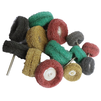 FPPO 58PCS Abrasive Buffing Polishing Wheel Set for Rotary Tools,Scouring pad Mini Brush Polishing kit with 3mm Shank,Power-Operated Abrasive Wheels(Mix 58pcs)