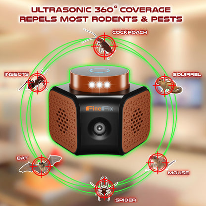 FineFix 360 Plug in Mouse Deterrent Ultrasonic Pest Repeller 4-Modes Best Thing to get rid of mice Repellent Indoor Mouseblocker for House Attic Garage Warehouse Rvs repelente ultrasonico de plagas