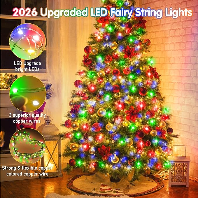 KNONEW 532FT Outdoor Christmas Fairy Lights Plug in,1600 LED String Lights Outdoor Waterproof 8 Modes Memory Times for Wedding Bedroom Walls Garden Trees Decoration(Multicolor)