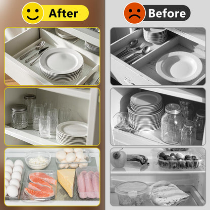 Shelf Liner, Waterproof Refragerator Liner, Drawer Liners for Kitchen Cabinet, Bathroom Under Sink Mat Non Adhesive Fridge Liner EVA Place Mats Roll - Clear 17.7"×78.7"