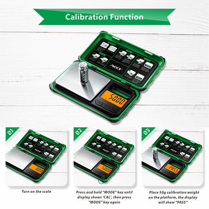 ACCT Precision Pocket Scale, 200gx0.01g jewelry gram scale, digital food scalewith LCD display, one-click conversion 6 units, mini scale for kitchen/powder/herb/coins(Battery included)