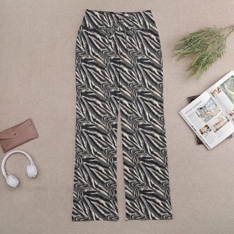 Costaric Women's Boho Palazzo Pants Straight Leg Sweatpants Drawstring Gray Striped Pants Casual Graphic Wide Leg Lounge Trousers Joggers Fall OutfitsM