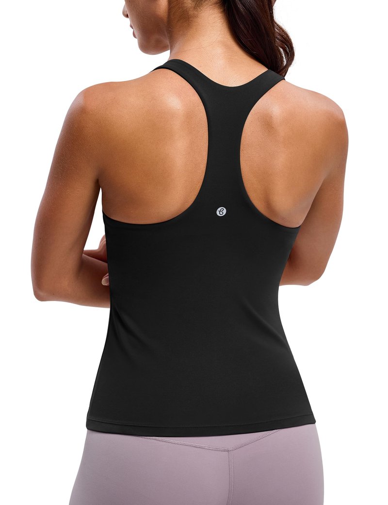 BAYDI Clouduxi Workout Tank Tops for Women Racerback Yoga Shirts with Built in Bra Gym Athletic Sleeveless Camisole Black