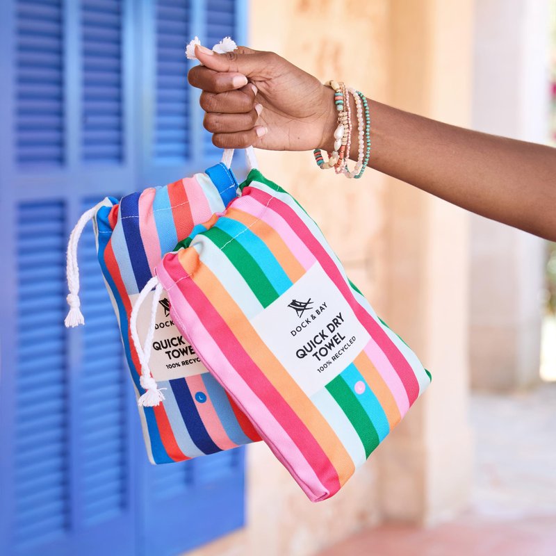 Dock & Bay Beach Towel - Quick Dry, Sand Free - Compact, Lightweight - 100% Recycled - Includes Bag - Tutti Frutti - Extra Large (200x90cm, 78x35)