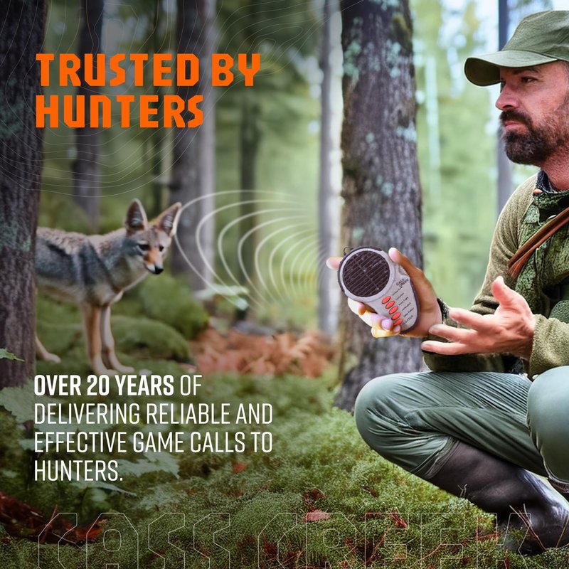 Cass Creek Ergo Electronic Predator Call, Coyote Call Device, Handheld Game Call with Authentic Animal Sounds, Compact Hunting Sound Caller
