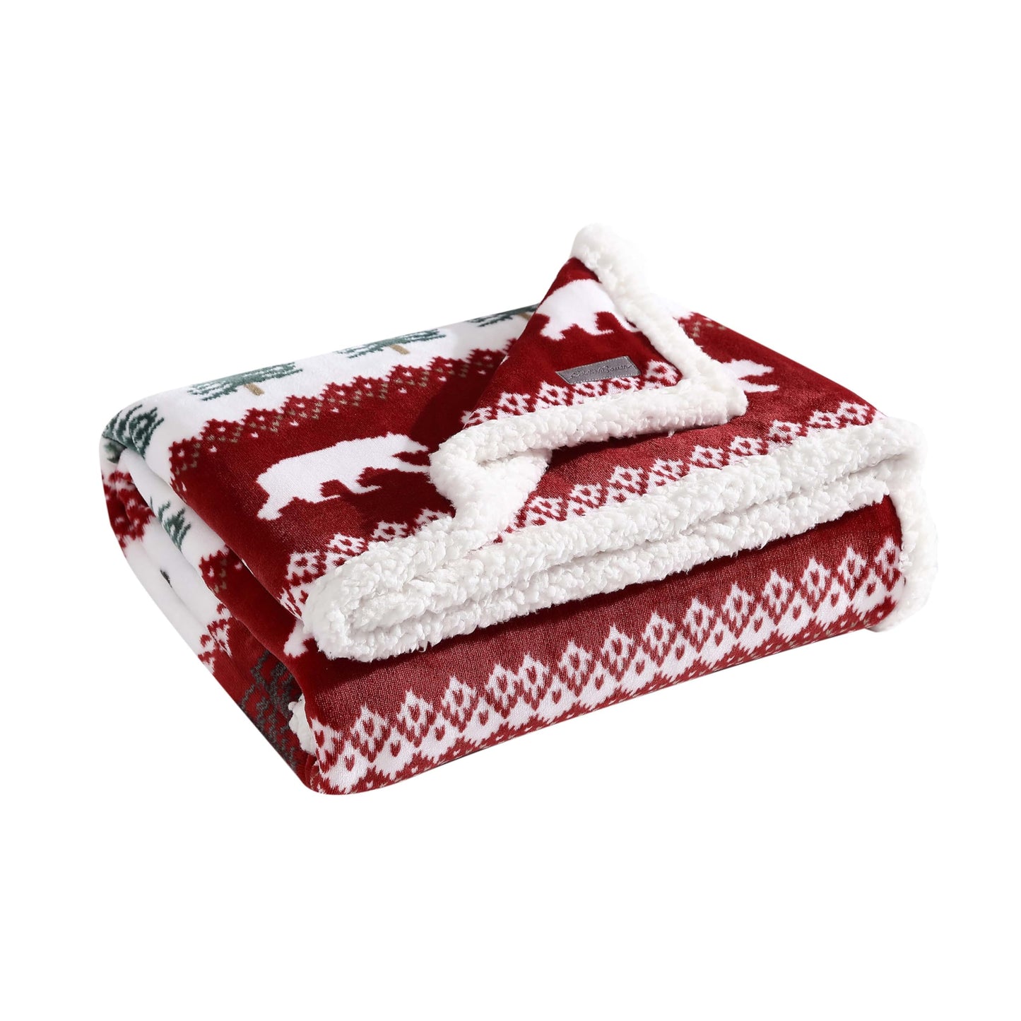 Eddie Bauer - Throw Blanket, Ultra-Soft Plush Blanket with Faux Shearling Popcorn Fleece Reverse, Oversized Bedding for Couch or Bed (Grizzly Peak Red, 50" x 60")