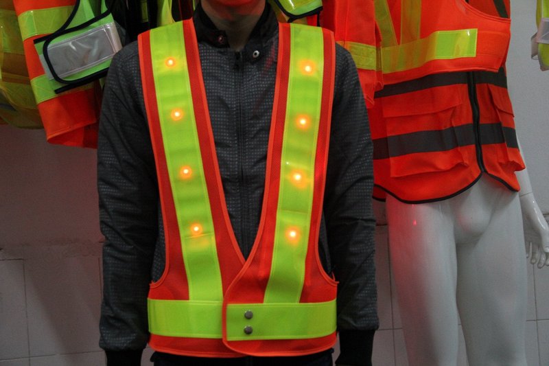 YOA 16 LED Light Up Reflective Safety Vest - High Visibility Warning Vest for Cycling Running Outdoor Night Activities (Orange)