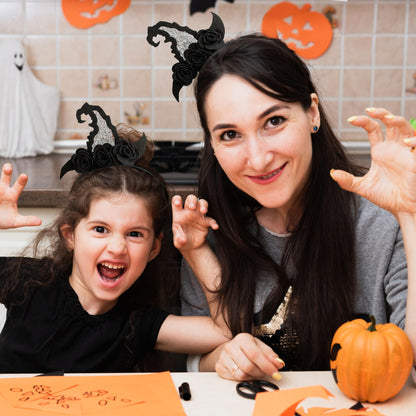 Ellzk Halloween Spider Ghost Pumpkin mini witch hat Hair Hoop Cosplay Devil Headband