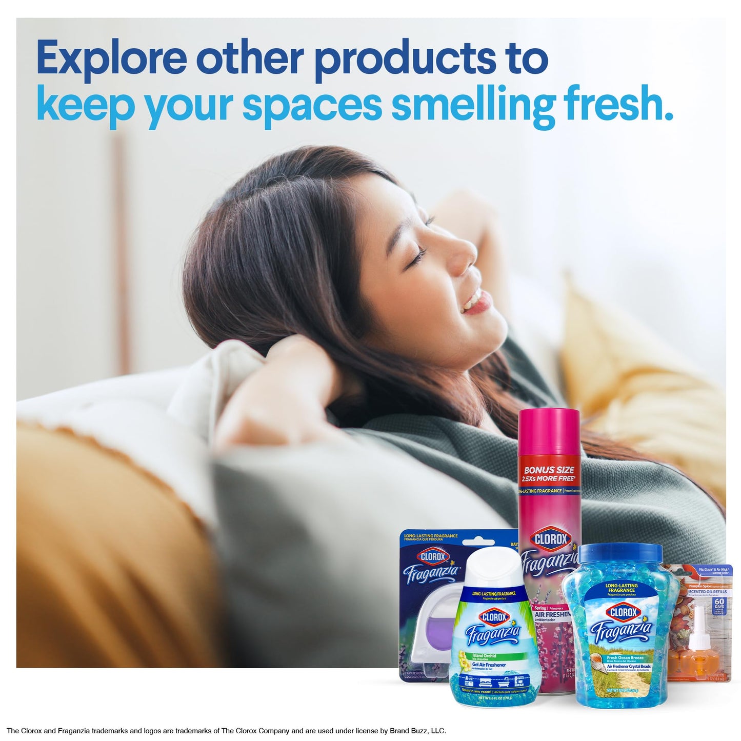 Clorox Fraganzia Adhesive Garbage Can Air Freshener Gel, Lavender with Eucalyptus Scent - No Plug, Stick On Trash Can Deodorizer and Odor Absorber, Gel Air Fresheners for Home and Kitchen, 6 Count