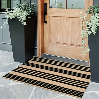 OJIA Fall Front Door Mat Outdoor 24''x35'' Washable Front Door Rug Entry Rug Indoor Outdoor Rugs Halloween Doormat Cotton Woven Striped Small Area Rugs for Porch/Bathroom/Farmhouse/Home Entrance