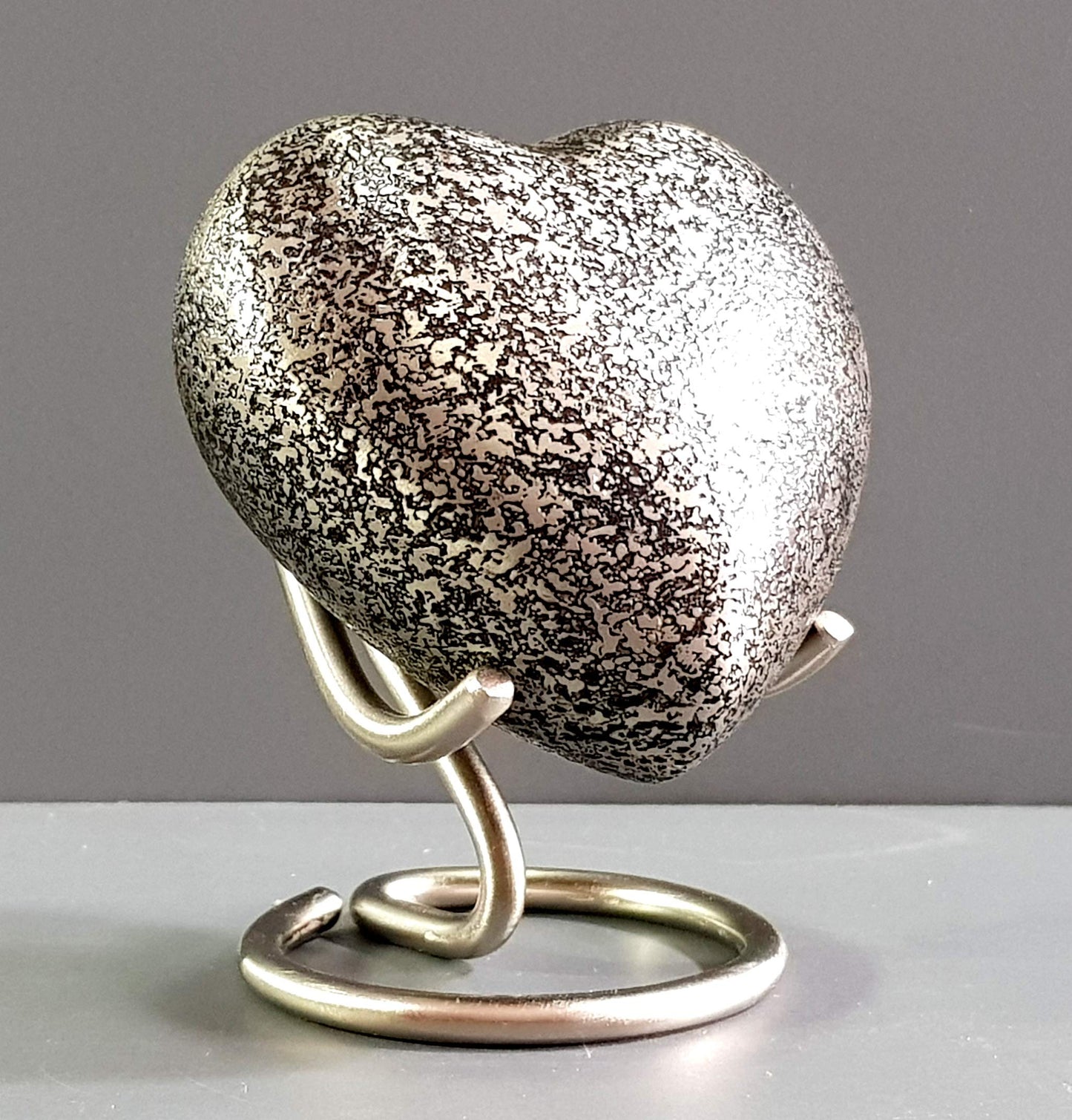 eSplanade Brass Mini Cremation Urn Heart-Shaped Keepsake Memorial Jar Pot Container | Small Urn for Funeral Ashes Burial | Textured Metal Keepsake with Stand | Silver - 2.75" Inches
