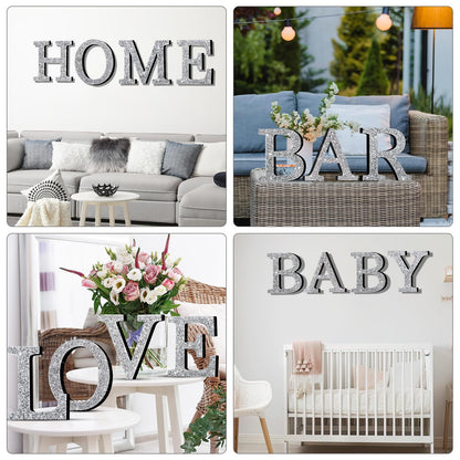 Qunclay Bling Letters for Wall Decor, Crystal Rhinestone Wooden Letters with Hooks, Crushed Diamond Glitter Letter for Bedroom Home Party Wedding Decor, Gift for Women(5.7"l X 5.7"w,Letter C,Silver)
