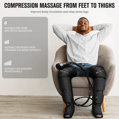 Gifts for Mom, Dad, Men, Women & Loved Ones – Air Compression Leg Massager with Heat – Ideal for Christmas, Mother Day & Father Day – Relieves Muscle Fatigue for Feet, Legs, Calves, Thighs, and Knees