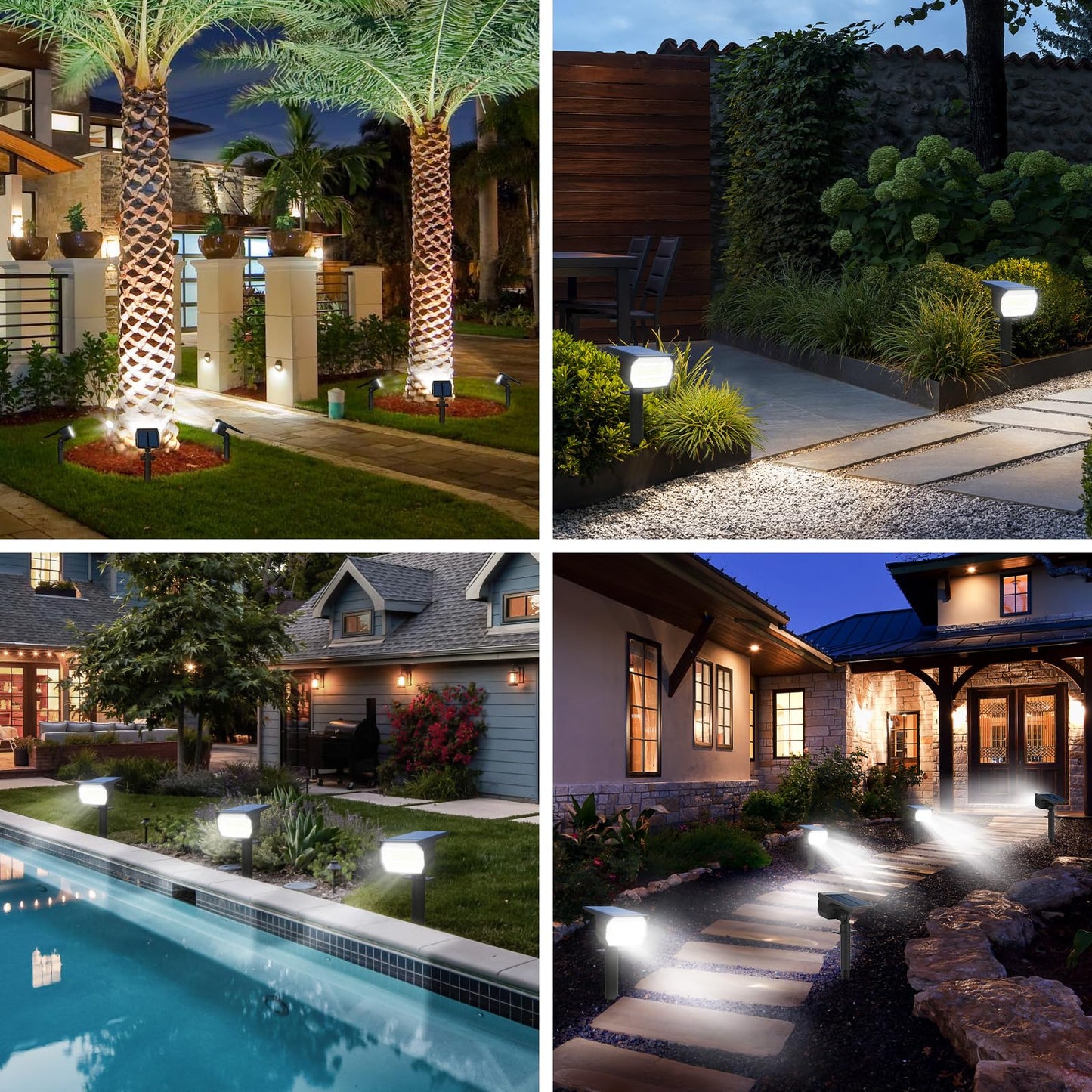 3Pcs Solar Spot Lights Outdoor Garden 72 LED 3 Modes IP67 Waterproof Landscape Spotlights, Auto ON/Off Dusk Till Dawn Uplighters for Garden, Yard, Driveway, Pathway