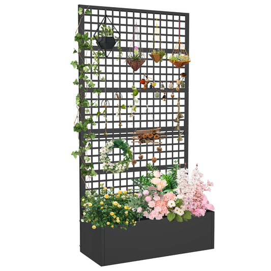 Toriexon Metal Planter Box with Trellis 36" L x 16" W x 72" H, Raised Garden Bed with Privacy Screen, Privacy Planters for Climbing Plants, Flowers, Vegetables, Fruits