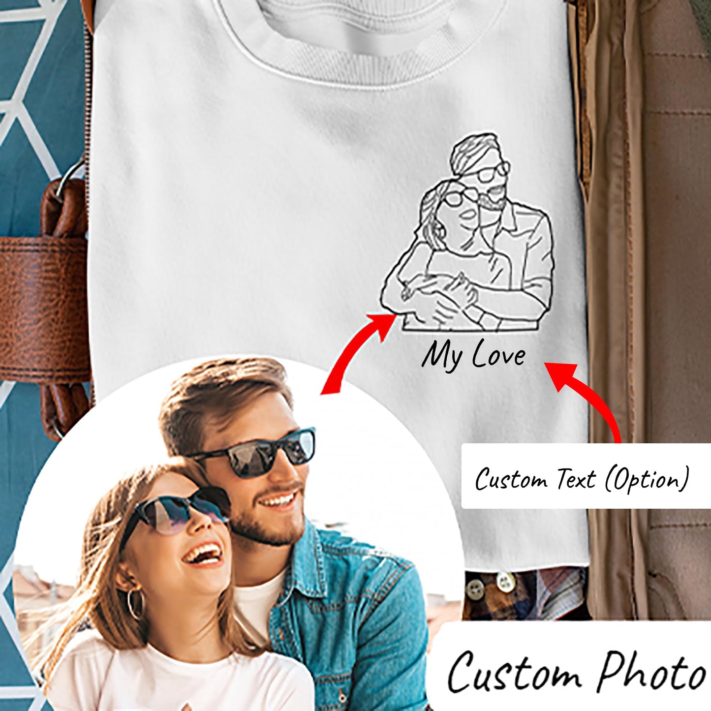 Famiheart Custom Hoodies Design Your Own, Hoodie Portrait From Photo, Valentines Customized Gifts For Boyfriend, Men, Sweatshirt Christmas