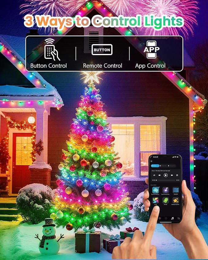 Smart Color Changing Christmas String Lights, 2Pack 164FT 400LED App Control RGB LED String Lights with Remote & Timer, Waterproof Twinkle Christmas Tree Lights Indoor Outdoor Holiday Xmas Tree Decor