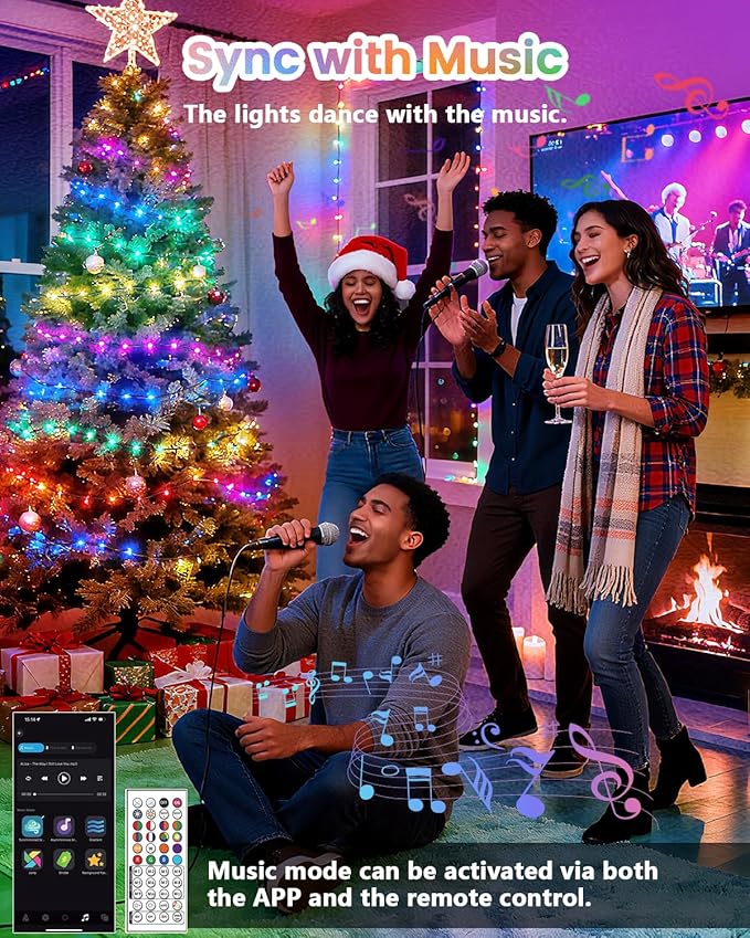 Smart Color Changing Christmas String Lights, 2Pack 164FT 400LED App Control RGB LED String Lights with Remote & Timer, Waterproof Twinkle Christmas Tree Lights Indoor Outdoor Holiday Xmas Tree Decor