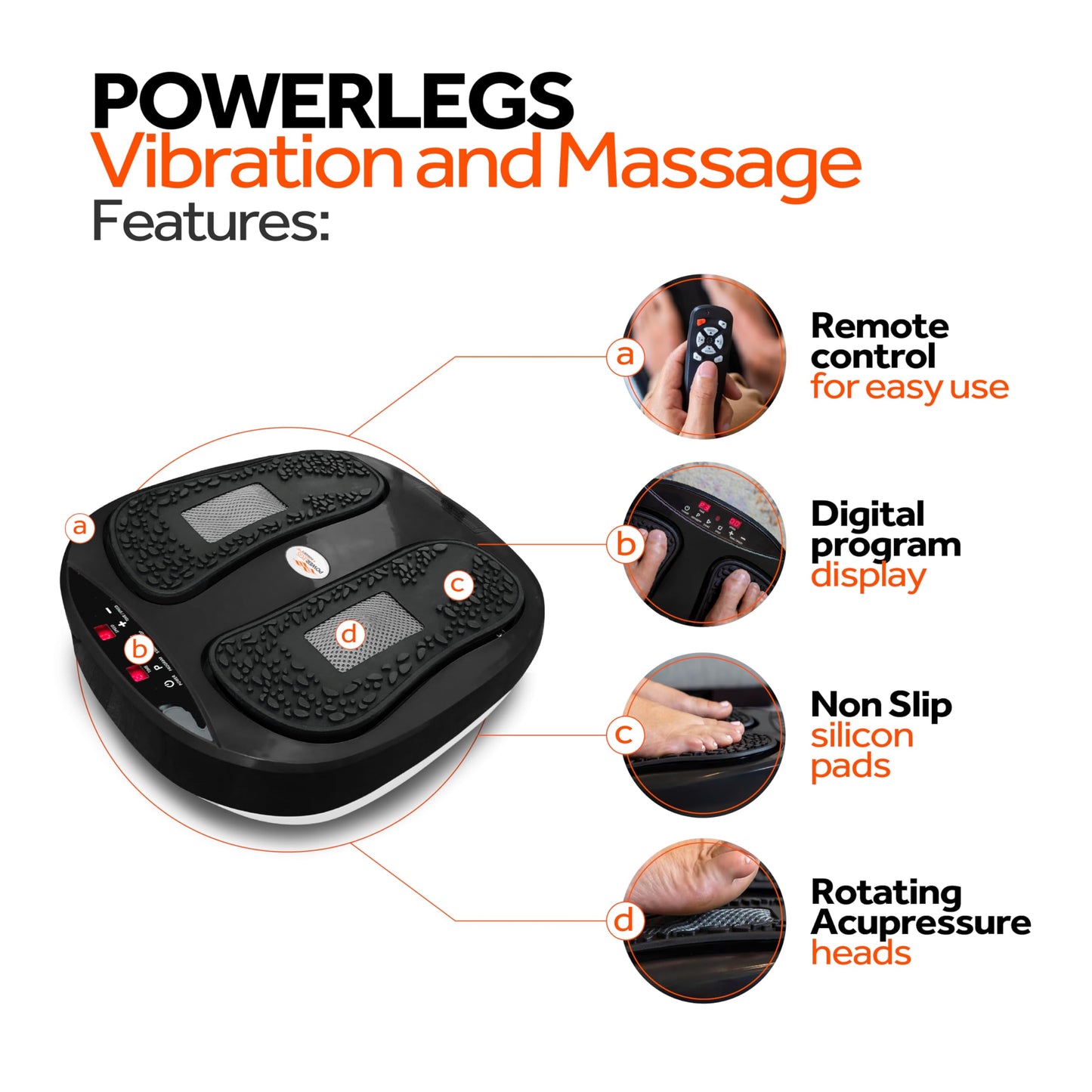Power Legs Electric Foot Massager Machine with Remote Control, Adjustable Speed, Vibration - Calf Massager - Feet Massager for Neuropathy Pain Relief, Plantar Fasciitis, Leg Blood Circulation (Black)