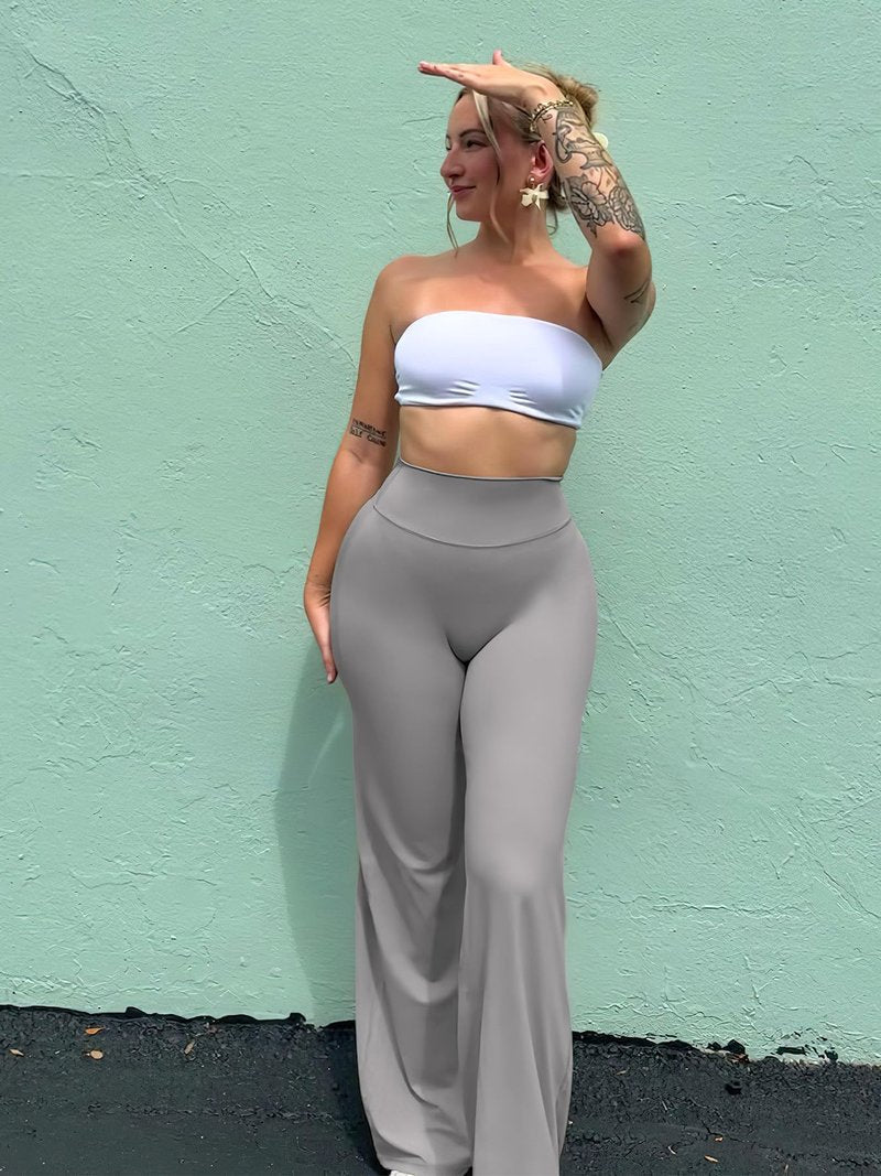 YEOREO Workout Leggings Womens No Front Seam Straight Leggings 31.5" High Waist Buttery Eddiy Gym Yoga Pants Gray XS