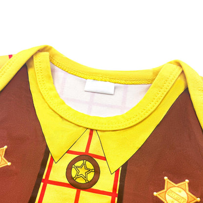 Pezhiqun Baby Boys Halloween Party Cowboy Cosplay Clothes Toy Story Woody Classic Costume Set Boy Western Cowboy Sheriff Woody Deluxe Outfit Newborn to Infant,Short Sleeve,12-18Months